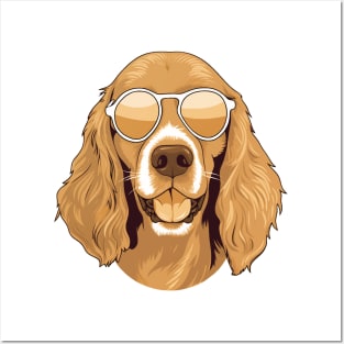 Golden Summer dog in sunglasses 3 Posters and Art